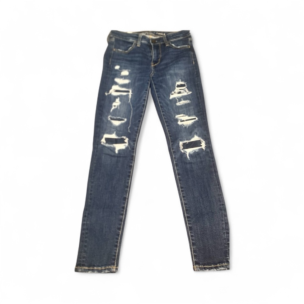 American‎ Eagle Outfitters Dark Blue Distressed Skinny Jeans